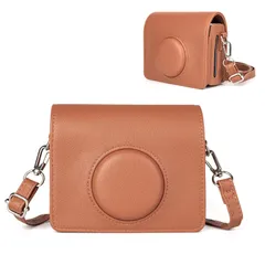 HIYQIN チェキケースFUJIFILM instax mini Evo カメラバッグ カメラ保護ケース instax mini Evoケース ショルダーストラップ付き プリントでき 横スタイルA(ブラウン)