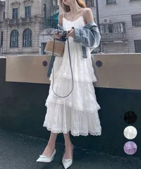 ティアードキャミワンピース レースワンピ