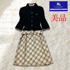 【美品】バーバリーブルーレーベル ウール ノバチェック ドッキングワンピース