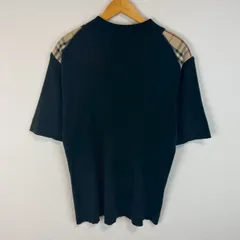BURBERRY BLACK LABEL バーバリーブラックレーベル ニット カットソー タートルネック ノバチェック 切替 ブラック 3サイズ メンズ 古着 モード 日本製