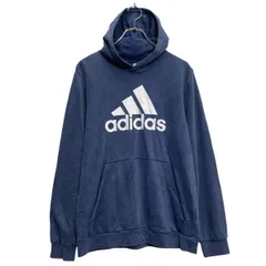 adidas ロゴスウェット パーカー アディダス XL ネイビー キッズ プルオーバー 古着卸 アメリカ仕入 a702-6255のサムネイル