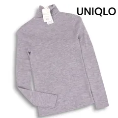 新品★ UNIQLO ユニクロ エクストラファインメリノ ウール100% リブ タートルネック ニット セーター Sz.M レディース 灰