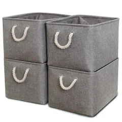 4個セット_d.グレー STVICTORY 収納バスケット 収納かご 4個セット 40×30×24cm 無臭 巾着 取っ手付き オシャレな収納ボックス ランドリーバスケット ストレージバスケット 布 洗濯かご インテリア雑貨 衣類 小物収納 引き出し 折り畳み