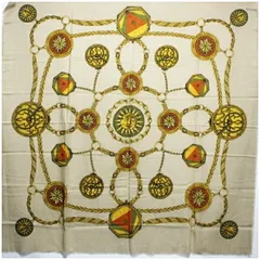 イタリア製 ウール シルク 大判ストール ベージュ 中古 ABランク