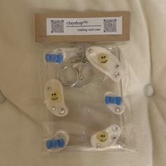 【在庫商品】🉐クリームシリーズ水色リボン🎀　B8/トレカケース/クレイデコ/硬貨ケース/韓国/オタ活
