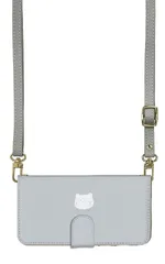 iPhone14plus ケース 手帳型 アイフォン14 プラス スマホケース スマホショルダー レザー ストラップ 猫 ねこ ネコ 総柄 ワンポイント かわいい 調節可能 130cm  カラー06