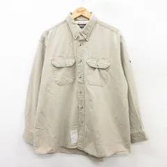 XL/古着 長袖 ワーク シャツ メンズ 大きいサイズ ボタンダウン ベージュ カーキ 25aug26 中古 トップス