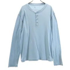 GAP ギャップ 長袖 ヘンリーネック Tシャツ L 水色 ロンT メンズ 古着