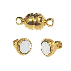【1個】マグネットクラスプ ラウンド 真鍮 磁石 留め具 ハンドメイド ブレスレット ネックレス 輪状のアクセサリー作り( ゴールド )