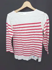 ◇ Θ ORCIVAL オーシバル パネルボーダー フランス製 長袖 Tシャツ カットソー サイズ0 ホワイト レッド レディース E  【1411070015891】