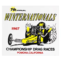【メール便発送】ヴィンテージ レーシング デカール 1967 WINTER NATIONALS CHAMPIONSHIP DRAG RACES 縦9.3×横10.5cm クリアフィルムタイプ