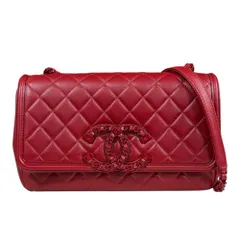 シャネル CCフィリグリー マトラッセ ショルダーバッグ レザー レッド レディース  CHANEL  中古 シャネル
