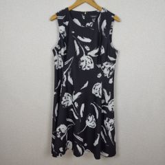 新品未使用　DKNY ダナキャランニューヨーク ワンピース ノースリーブ 総柄 花柄 ブラック 14サイズ レディース 古着 モード