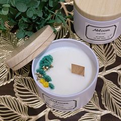 ソイ アロマキャンドル 無香料 木芯 ドライフラワー 缶
