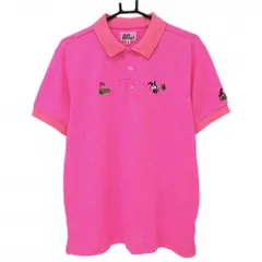 【超美品】ジャックバニー×ドラえもん 半袖ポロシャツ 蛍光ピンク うさ耳ドラえもん  メンズ 6(XL) ゴルフウェア Jack Bunny