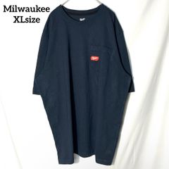 【Milwaukee】ミルウォーキー 企業ロゴ アメリカ　企業系　ポケットT ワンポイント 無地　オーバーサイズ　半袖Tシャツ　ネイビー　XL US古着
