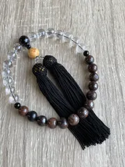 全宗派共通　略式片手念珠　ブラックアイアンスギライト　男女兼用