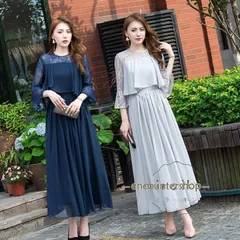 パーティードレス 結婚式 ワンピース ドレス 親族 袖あり ロング丈 ロング フォーマルドレス 大きいサイズ 春 夏 秋 冬 20代 30代 40代 50代 BMpU980