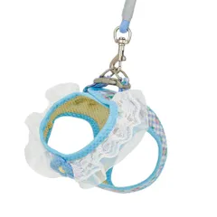 ☆ ブルー ☆ XXS ☆ ペット 犬 ハーネス リード付き かわいい ハーネスリード 犬 かわいい ハーネス リード付き ハーネスリードセット ハーネス＆リード 胴輪 首輪 リードセット レース 花 簡単装着 一体型 犬用 猫用 ペット 小型犬 いぬ イヌ