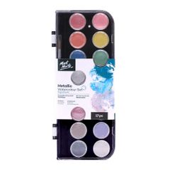 【大人気】Mont Marte 水彩 メタリックカラー 絵具セット 36カラー 筆1本付属 [ METALLIC WATERCOLOUR CAKE SET SIGNATURE ]