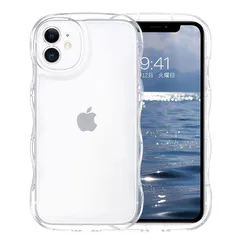 GUAGUA iPhone 12 ケース クリア ウェーブ いphone 12 ソフト 純透明 ケースTPU ウェーブ 人気 バンパー 耐衝撃 超軽量 薄型 ワイヤレス充電対応 ストラップホール付き 丸い円形カメラ アイフォン12 6.1インチ用 カバー（ 0