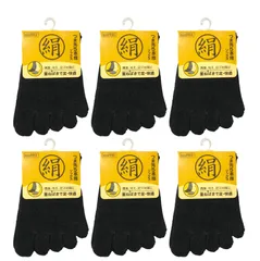 Teku Teku つま先５本指ソックス 6足セット 男女兼用 シルク混 靴下 冷え性 重ね履き