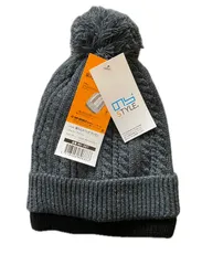 【未使用品】NS887 編み込みワッチ ボンボン ニット帽 グレー