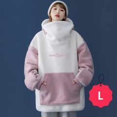 韓国 レディース もこもこ サメ パーカー ピンク　ルームウェア　パジャマ L 37a