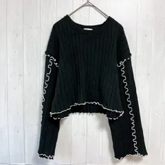 アプレジュールミニョン　長袖ニットセーター　ブラック　F　ショート丈