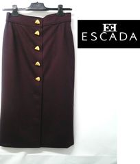 【新品】ESCADA（エスカーダ） 春・秋　タイトスカート　紫　フォーマルスカート　ひざ丈　パープル　ウール　サイズ34　※ボタンはずれ