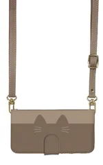 iPhone12 Pro Max ケース 手帳型 アイフォン12 プロマックス スマホケース スマホショルダー レザー ストラップ 猫 ネコ 黒猫 シンプル かわいい ピンク 調節可能 130cm  カラー02