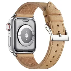 キャメルシルバーバックル_42444549mm コンパチブル Apple Watch バンド アップルウォッチ バンド 本革製 レザー おしゃれバンド iWatch Ultra2Ultra Series 987654321SESE2に全機種対応 交換ベルト 男