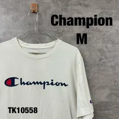 Champion チャンピオン ホワイト Tシャツ 半袖 M メンズ コットン クルーネック ビッグロゴ 刺繍 シンプル 1357561 USA 海外輸入 古着 TK10558