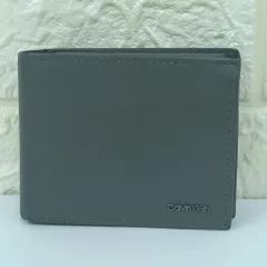 カルバン クライン レザー  二つ折り財布 コンパクト財布 グレー
