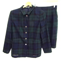 アクアスキュータム スーツ セットアップ 未使用 ウール混 ブランド 上下セット レディース 9サイズ グリーン系 Aquascutum