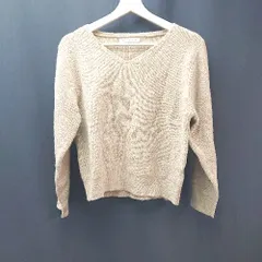 ◇ MAJESTIC LEGON Vネック ラメ リブ 厚手 長袖 ニット サイズM ベージュ レディース E  【1310130035353】