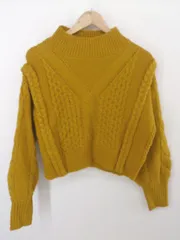◇ earth music&ecology ハイネック ケーブルニット 長袖 セーター サイズ F マスタード レディース E  【1304260014852】