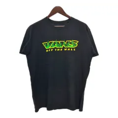 VANS ヴァンズ ロゴ ファイヤーパターン 半袖Ｔシャツ ブラック(メンズ LARGE)中古 古着 T9236のサムネイル