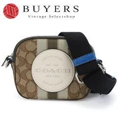 【中古】 コーチ ショルダーバッグ 2635 シグネチャー デンプシー キャンバス レザー ベージュ ブルー系 カーキ シルバー金具 カメラバッグ ミニ ポシェット レディース 女性 COACH