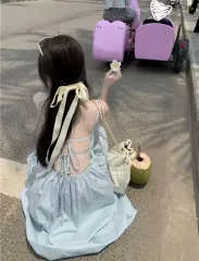 バックスリット リゾート ノースリーブ ロング丈ワンピース