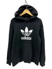 adidas Originals (アディダスオリジナルス) TREFOIL HOODIE トレフォイル フーディ パーカー ビッグロゴプリント DT7964 M ブラック メンズ/028