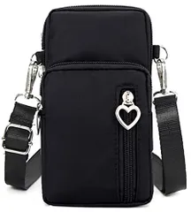 スマホポーチ ミニポーチ ポシェット ショルダー バッグ ミニ レディース 多機能 かわいい 斜めがけ アームポーチ 防水 （ブラック）