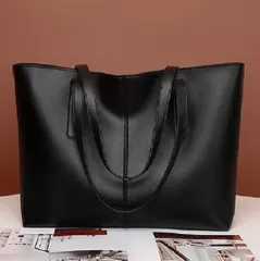 トートバッグ トート ショルダー ショルダーバッグ フェイクレザー PUレザー ブラック スーツ 肩掛け 手提げ シンプル お出かけ レザー調 オシャレ 無地 合成皮革 軽量 大き目 A4 レディース メンズ カジュアル 女性 内ポケット付き