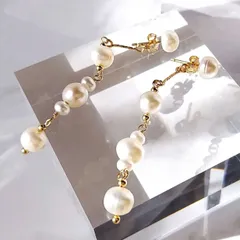 14kgf✧︎2way 淡水パールロングピアス✧︎