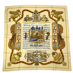 極美品 HERMES エルメス カレ90 IN SALZBURG ザルツブルグにて イエロー×オレンジ スカーフ シルク