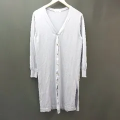 ◇ ROSEBUD フロントボタン 薄手 ロング丈 シンプル 長袖 カーディガン サイズF パープル レディース E  【1304210021275】