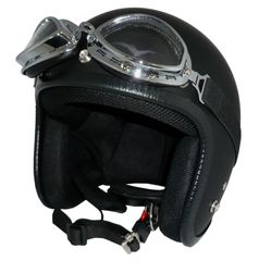 新品！ ZK-300 スモールジェット 内装着脱式で外して洗える【マットブラック】装飾用ビンテージゴーグル付きSG公認 公道走行可 全排気量対応 社外シールド装着可能！フリーサイズ(57～60㎝)