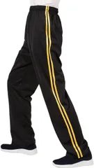 Y's factory ジャージ パンツ メンズ ストレート ロング 長ズボン ボトムス ポケット付き ウエストゴム 無地 サイドライン トレーニング ランニング 吸汗速乾 ゆったり Mサイズ( ブラックA,  M)