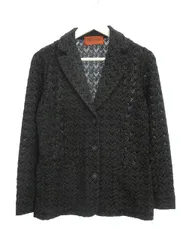 ミッソーニ MISSONI ニット ジャケット 40 ブラック 黒 グレー ジャガード ウール シルク 上着 アウター カーディガンのサムネイル