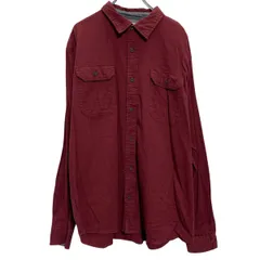 Wrangler 長袖 無地シャツ XL エンジ ラングラー ボタン ビッグサイズ 胸ポケット シンプル 古着卸 アメリカ仕入 a612-7953のサムネイル